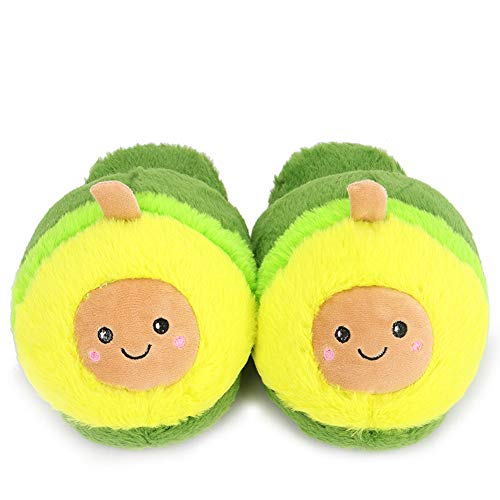 Seemehappy Hausschuhe Grüne Hausschuhe Avocado Hausschuhe, Plüsch Hausschuhe, lustige Hausschuhe Damen, Herren, warme Winterhausschuhe-Avocado Hausschuhe,36-38 von Seemehappy