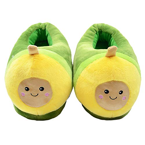 Seemehappy Hausschuhe Grüne Hausschuhe Avocado Hausschuhe, Plüsch Hausschuhe, lustige Hausschuhe Damen, Herren, warme Winterhausschuhe-Avocado Schuhe,36-38 von Seemehappy