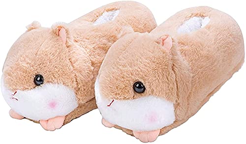 Seemehappy Koala-hausschuhe Damen, Kinder,mädchen, Warme Hausschuhe Damen,lustige Hausschuhe Herren,elefant-hausschuhe, Hausschuhe Damen Plüsch-36-42,Brown Hamster von Seemehappy