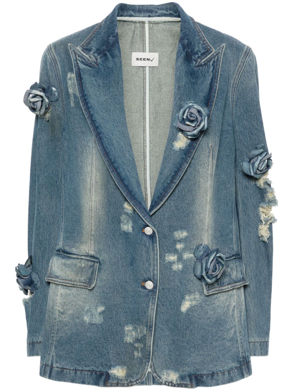 Seen Users Einreihiger Rose Jeans-Blazer - Blau von Seen Users