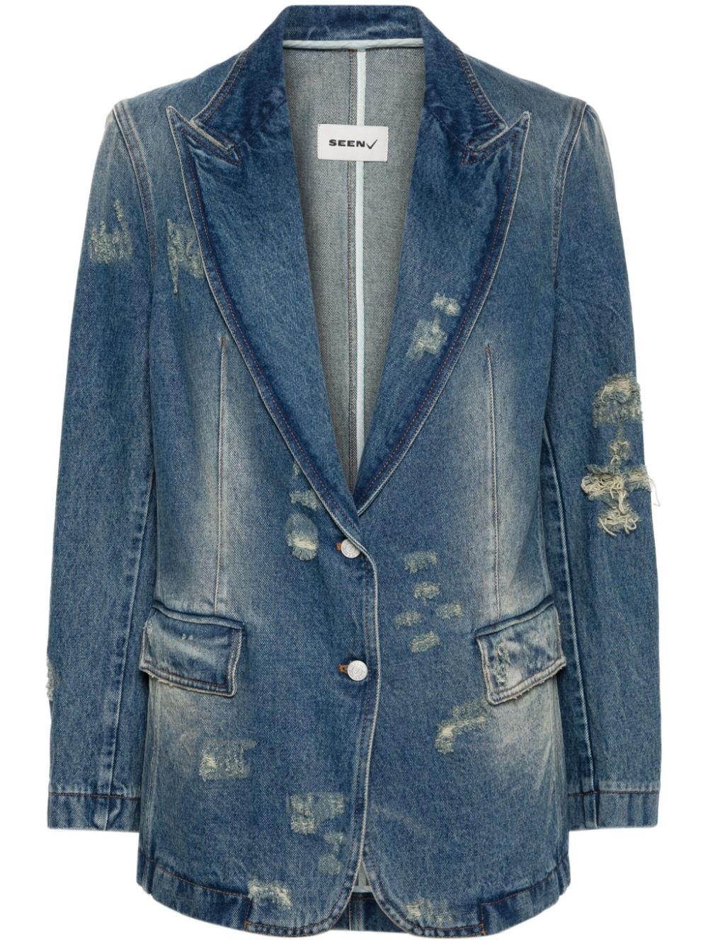 Seen Users Jeansblazer im Distressed-Look - Blau von Seen Users