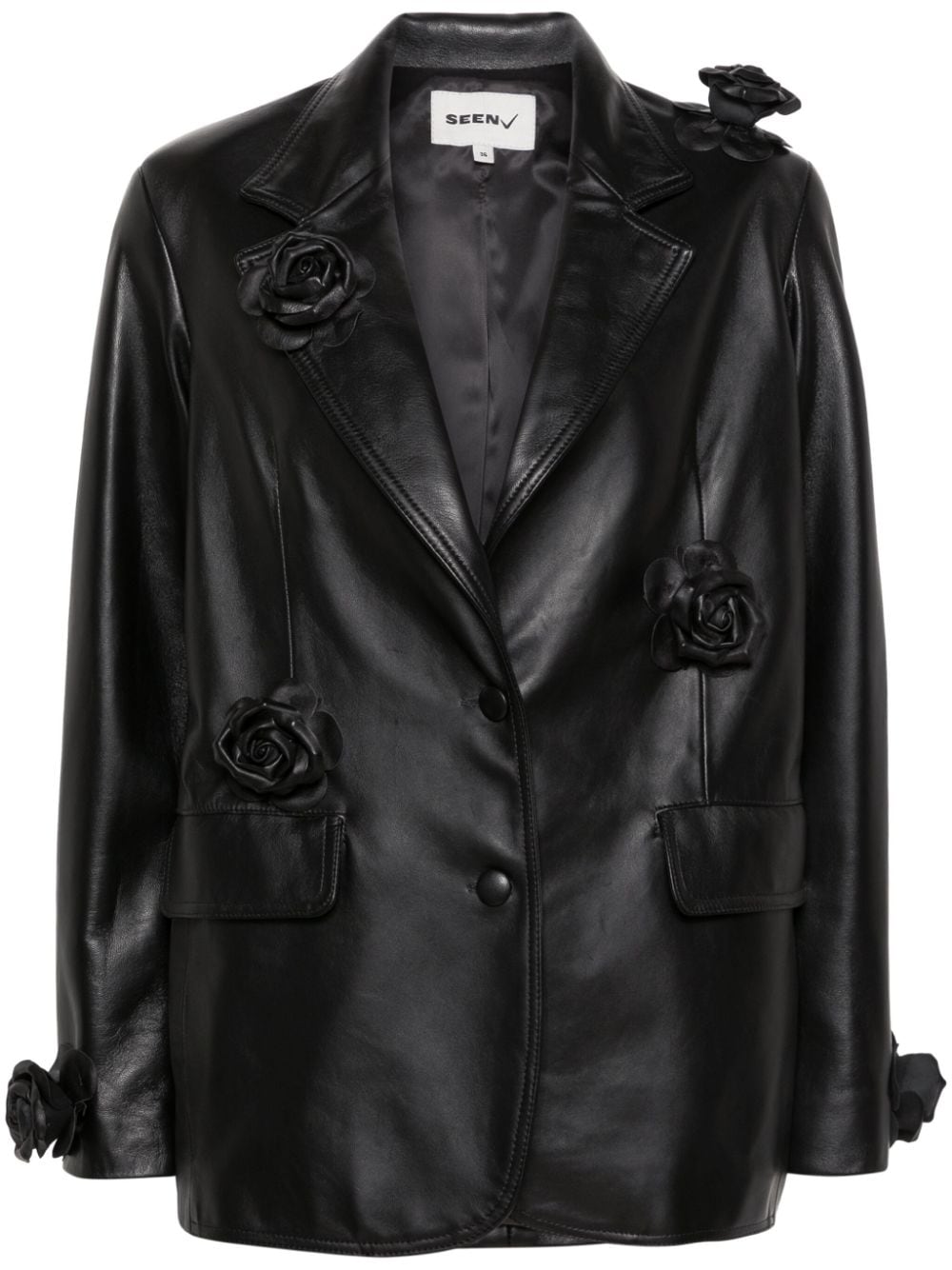 Seen Users Wild Rose Blazer aus Leder - Schwarz von Seen Users