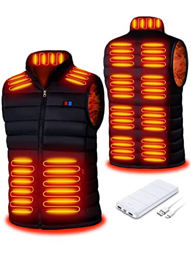 Seenew Beheizbare Weste, beheizbare weste herren mit 15000mAh akku, heizweste mit 13 Heizzone, 3 Einstellbar Temperatur, Wärmeweste Winter Regenjacke Kleidung mit Akku(L) von Seenew