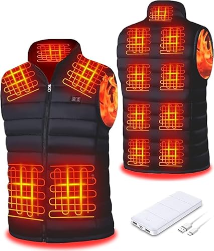 Seenew Beheizbare Weste, beheizbare weste herren mit 15000mAh akku, heizweste mit 13 Heizzone, 3 Einstellbar Temperatur, Wärmeweste Winter Regenjacke Kleidung mit Akku(M) von Seenew