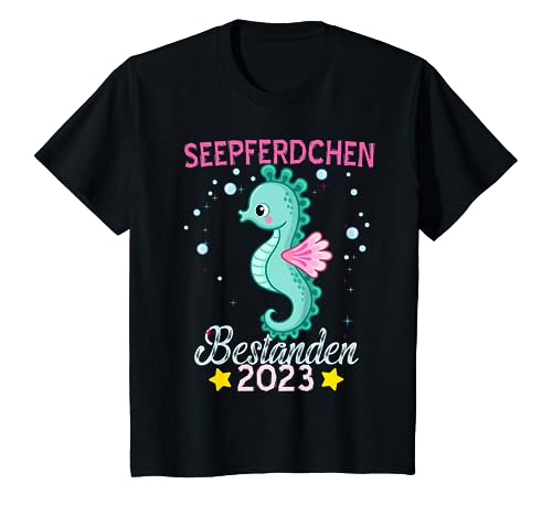 Kinder Seepferdchen Bestanden Frühe Schwimmer Abzeichen 2023 T-Shirt von Seepferdchen Abzeichen Schwimmabzeichen