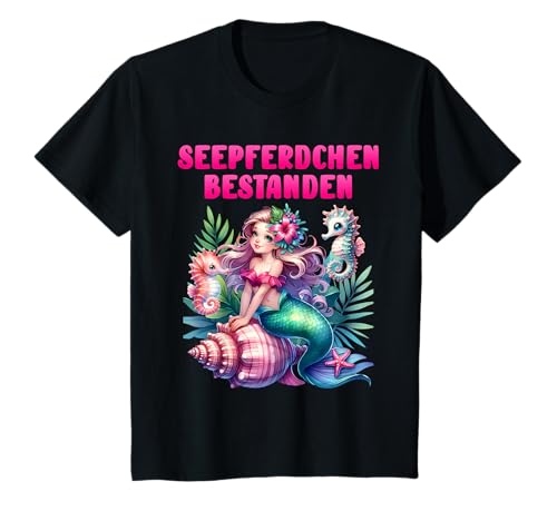 SEEPFERDCHEN BESTANDEN Kinder Seepferdchen Mädchen T-Shirt von Seepferdchen Abzeichen bestanden Geschenk Mädchen