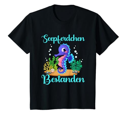 Kinder Seepferdchen bestanden, Schwimmabzeichen T-Shirt von Seepferdchen Geschenk Kinder Frühschwimmer