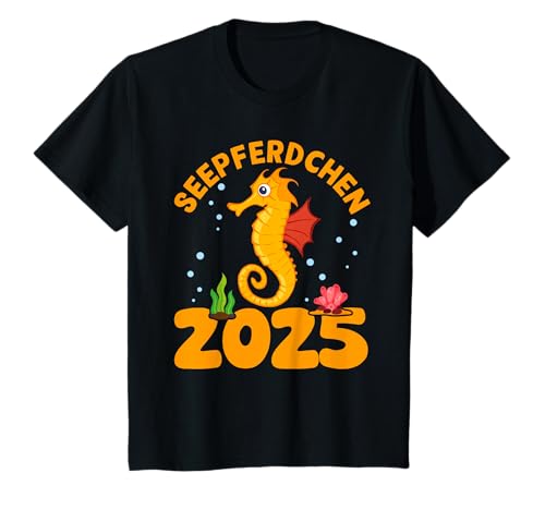 Kinder Seepferdchen 2025 Bestanden Frühschwimmer Abzeichen T-Shirt von Seepferdchen Schwimmabzeichen Geschenk Seepferd
