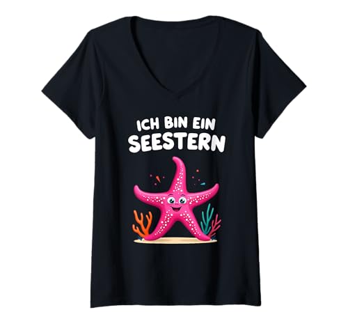 Damen Seestern Kostüm Meerestier Kostüm Unterwasser Karneval T-Shirt mit V-Ausschnitt Damen Seestern Kostüm Meerestier Kostüm Unterwasser Karneval T-Shirt mit V-Ausschnitt von Seestern Kostüm Fasching Unterwasser Kostüme