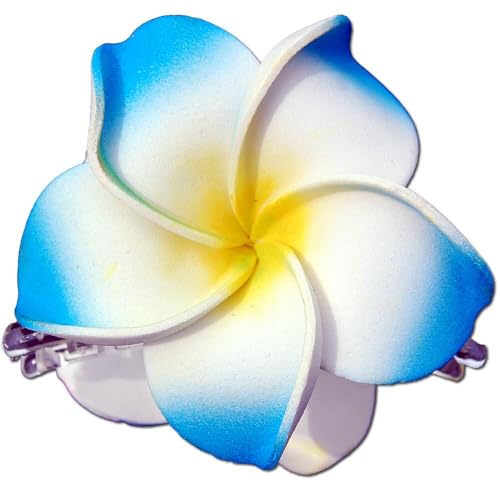 SEESTERN Bali Hawaii Haarklammer 2 Frangipani Blüten aus Moosgummi, Haarspange /FBA_1301 Blau von Seestern Sportswear