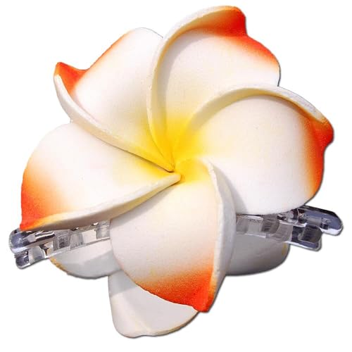 SEESTERN Bali Hawaii Haarklammer 2 Frangipani Blüten aus Moosgummi, Haarspange /FBA_1301 Orange von Seestern Sportswear