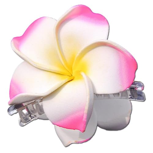 SEESTERN Bali Hawaii Haarklammer 2 Frangipani Blüten aus Moosgummi, Haarspange /FBA_1301 Rosa von Seestern Sportswear