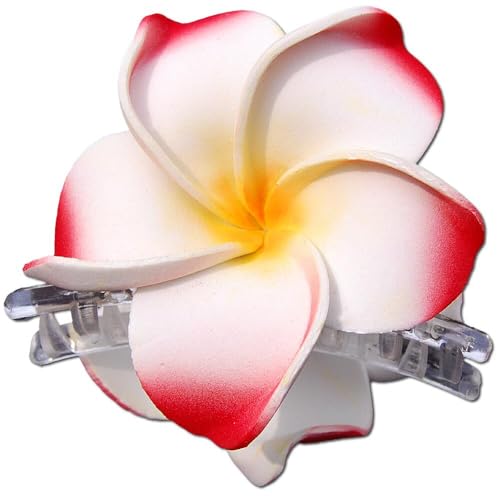 SEESTERN Bali Hawaii Haarklammer 2 Frangipani Blüten aus Moosgummi, Haarspange /FBA_1301 Rot von Seestern Sportswear