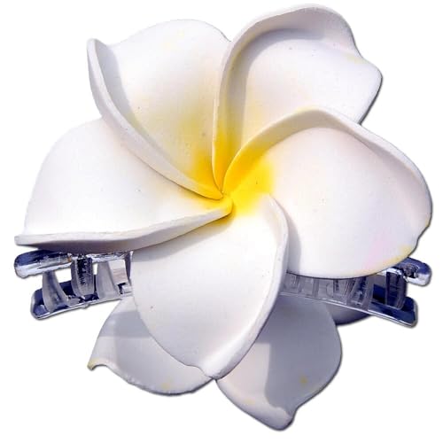 SEESTERN Bali Hawaii Haarklammer 2 Frangipani Blüten aus Moosgummi, Haarspange /FBA_1301 Weiß von Seestern Sportswear