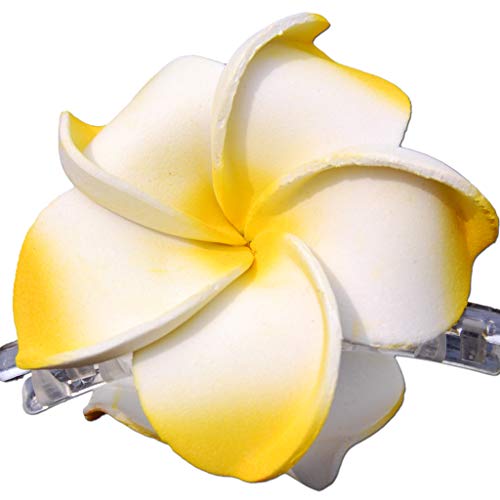 SEESTERN Bali Hawaii Haarklammer 2 Frangipani Blüten aus Moosgummi, Haarspange Gelb von Seestern Sportswear