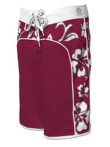 SEESTERN Damen Boardshorts Surfshorts Boardshort Surf Shorts Badehorts XS-4XL /2125 Bordeaux Hibiscus 2XL von Seestern Sportswear