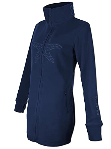 SEESTERN Damen Fleecejacke mit Stehkragen 2WegeZipper Fleecemantel Fleece XS-4XL /1628 Navy 4XL von Seestern Sportswear