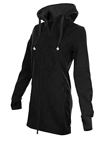 SEESTERN Damen Kapuzen Fleecejacke 2WegeZipper Fleecemantel Fleece Sweatj.XS-4XL /1726 Schwarz L von Seestern Sportswear