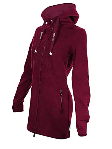 SEESTERN Damen Kapuzen Fleecejacke 2WegeZipper Fleecemantel Fleece Sweatj.XS-4XL /2126.bx Bordeaux 3XL von Seestern Sportswear