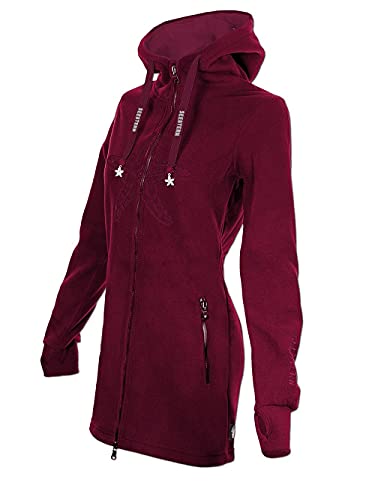 SEESTERN Damen Kapuzen Fleecejacke 2WegeZipper Fleecemantel Fleece Sweatj.XS-4XL /2126.bx Bordeaux L von Seestern Sportswear