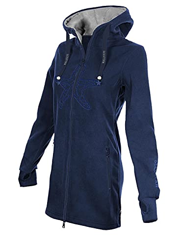 SEESTERN Damen Kapuzen Fleecejacke 2WegeZipper Fleecemantel Fleece Sweatj.XS-4XL /2126.nv Navy_Grau M von Seestern Sportswear