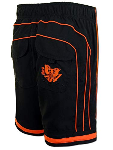 SEESTERN Herren Boardshorts Surfshorts Boardshort Badeshorts mit Gummizug hinten S-3XL mittellang 47-49cm /1944 Schwarz L von Seestern Sportswear
