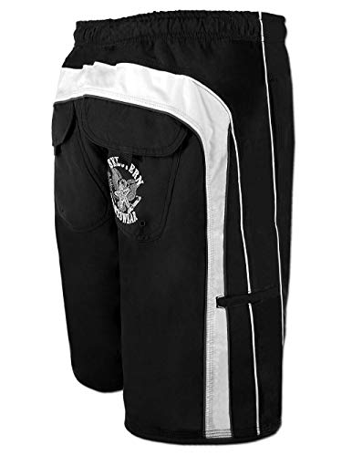 SEESTERN Herren Boardshorts Surfshorts mit Gummizug hinten& Eingrifftaschen XS-3XL /1744 Schwarz 2XL von Seestern Sportswear