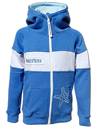 SEESTERN Jungen Kapuzen Sweat Jacke Kapuzen Pullover Hoody Sweater 104-164 /2103_bl_wt Blau Melange 146-152 von Seestern Sportswear