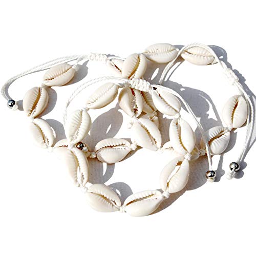 SEESTERN Kauri Muschel Armband/Armbänder Surfer Shell Bracelet /2002 Weiß_3 Stueck von Seestern Sportswear