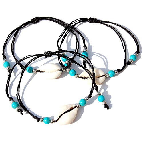 SEESTERN Kauri Muschel Armband/Armbänder Surfer Shell Bracelet /2003 Schwarz_3 Stueck von Seestern Sportswear