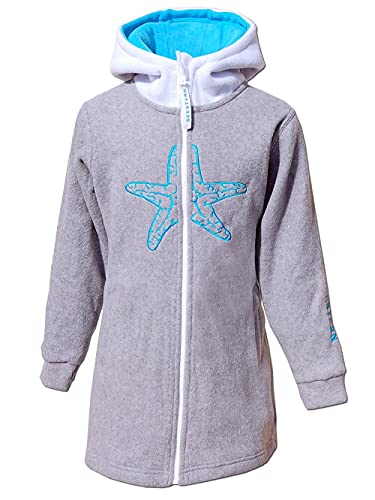 SEESTERN Kinder Kapuzen Fleecejacke Fleecemantel Fleece Sweatjacke 116-164/2106.gy Grau - Weiß - Hellblau 134-140 von Seestern Sportswear