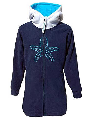 SEESTERN Kinder Kapuzen Fleecejacke Fleecemantel Fleece Sweatjacke 116-164/2106.nv_wt_lb Navy - Weiß - Hellblau 158-164 von Seestern Sportswear