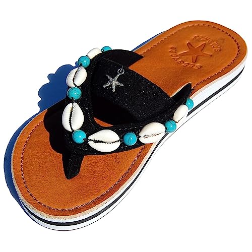 SEESTERN Mädchen Leder Zehentrenner Zehensandale Zehensteg Sandalen in Gr.24-35/2302 Schwarz EUR 31 von Seestern Sportswear