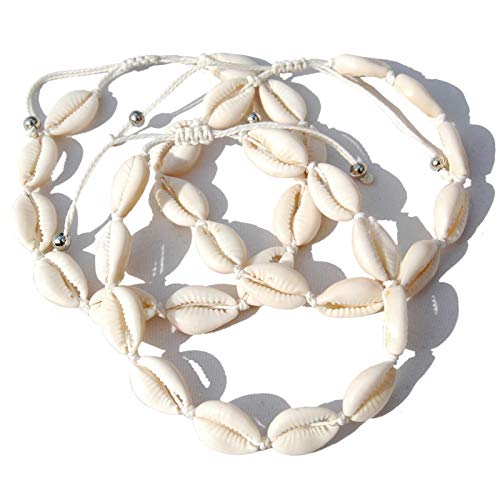 Seestern Fußkette Modeschmuck aus Kauri Muscheln Surfer Shell Anklet /2002 Weiß_3 Stueck von Seestern Sportswear