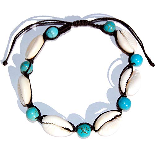 Seestern Fußkette Modeschmuck aus Kauri Muscheln Surfer Shell Anklet /2007.tq Tuerkis_1 Stueck von Seestern Sportswear