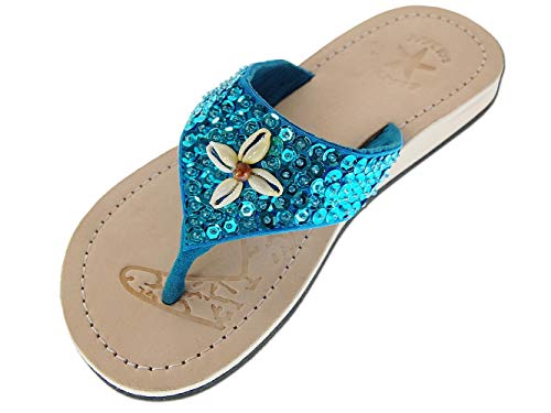 Seestern Sportswear Mädchen Leder Zehentrenner Zehensandale Zehensteg Auslaufmodell Größe 24-36/1405 Blau EUR 26 von Seestern Sportswear