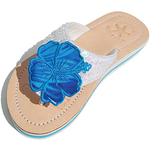 Seestern Sportswear Mädchen Leder Zehentrenner Zehensandale Zehensteg Sandalen in Gr.24-36 /FBA_2203 Hellblau EUR 32 von Seestern Sportswear