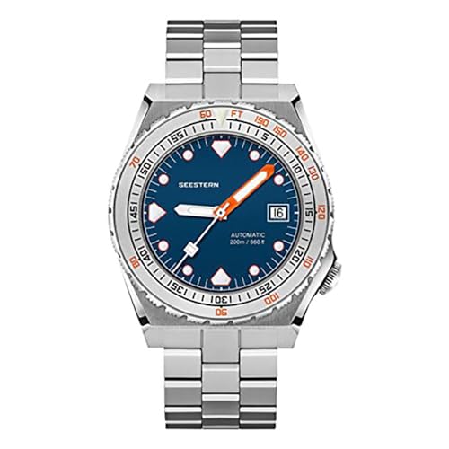 Seestern S407 Automatik Stahl Blau Datumsanzeige Diver Herrenuhr, Armband von Seestern
