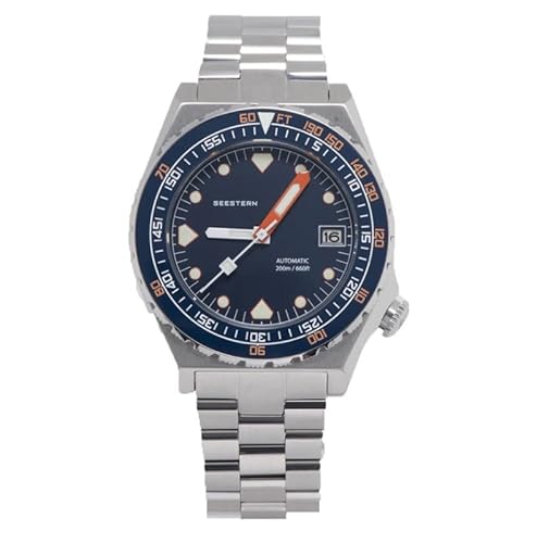 Seestern S407 Automatische Stahl Blau Keramik Datumsanzeige Taucher Uhr Herren von Seestern