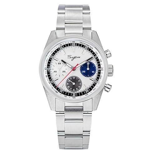 Seestern Sugess Panda Chrono Heritage 442 Mechanische Uhr Stahl Weiß Blau Herren, Armband von Seestern