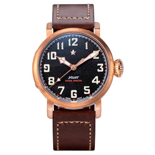 Seestern Sugess Pilot Master S408 Automatik Bronze Schwarz Braun Saphirleder Herrenuhr, bronze von Seestern