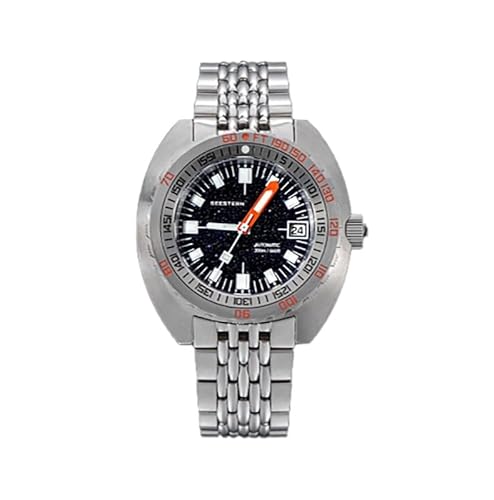 Seestern Vintage Sub 300 Automatik Stahl Schwarz Datumsanzeige Herrenuhr, Armband von Seestern