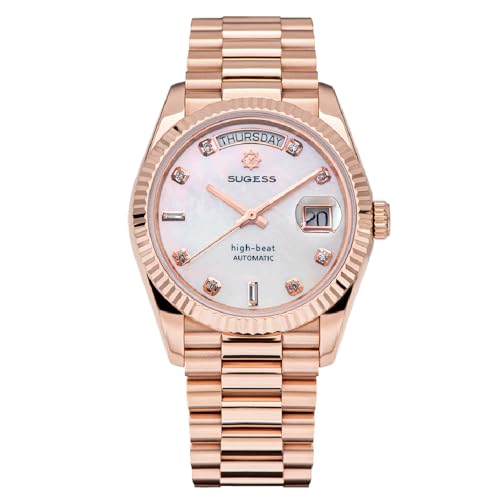 Sugess S449 Automatikuhr für Herren, Stahl, Roségold, Weiß, Perlmutt, Weiß, Armband Sugess S449 Automatikuhr für Herren, Stahl, Roségold, Weiß, Perlmutt, Weiß, Armband von Seestern