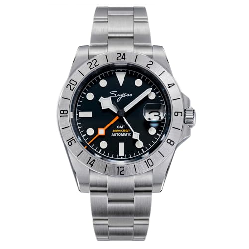 Sugess S463 GMT Automatikuhr aus schwarzem Stahl mit Datumsanzeige Saphir für Herren von Seestern