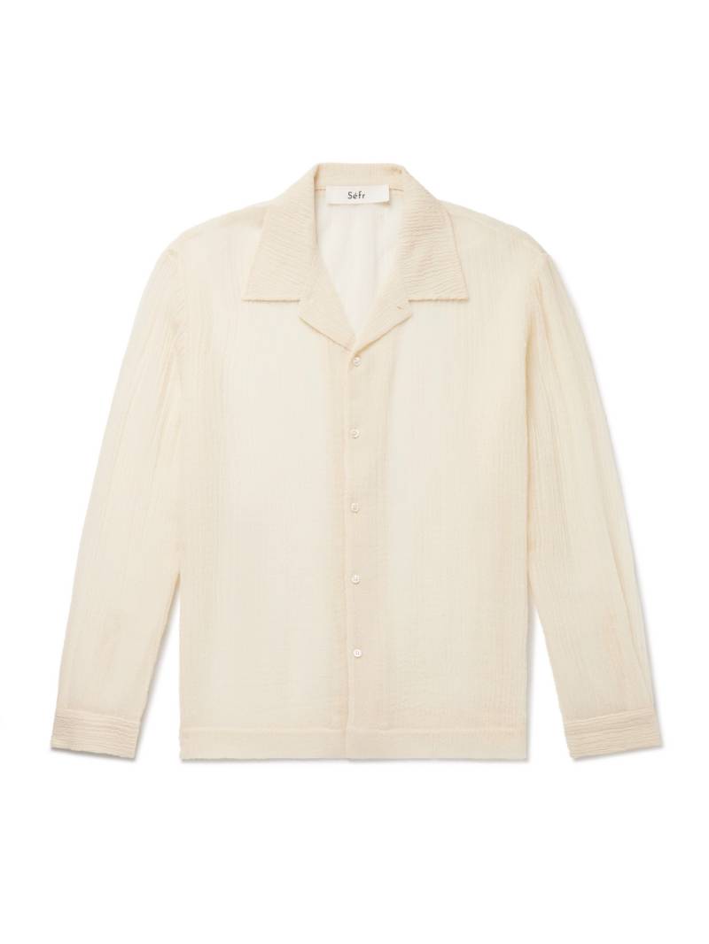 Séfr - Jagou Camp-Collar Open-Knit Merino Wool-Gauze Shirt - Men - Neutrals - XXL von Séfr