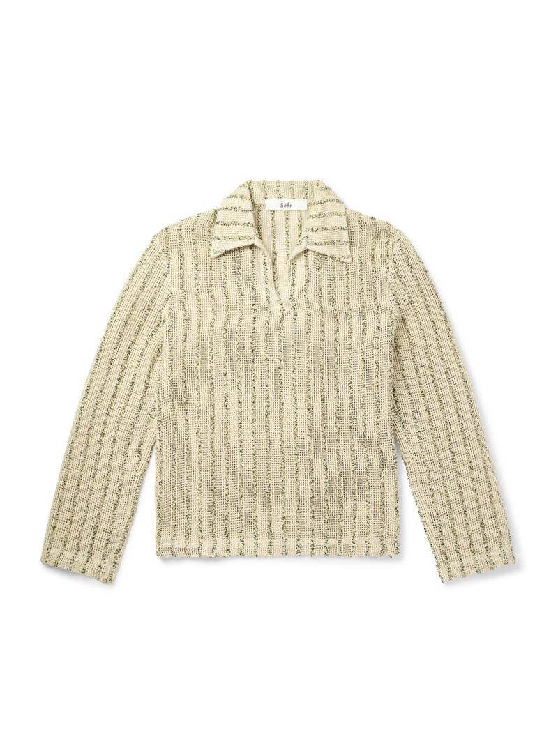 Séfr - Marquis Oversized Striped Open-Knit Bouclé Polo Shirt - Men - Neutrals - M von Séfr