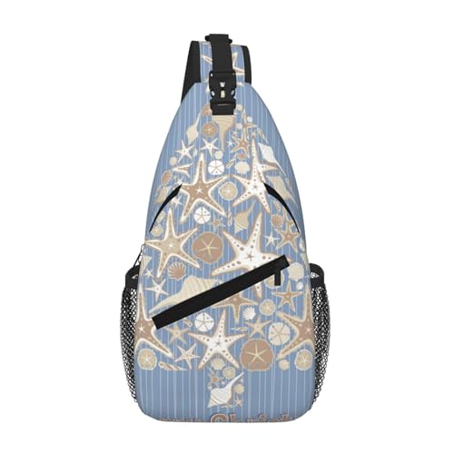 Seashell Brusttasche mit Weihnachtsdruck, klein, Mehrzweck-Tagesrucksack für Damen und Herren, Schwarz , Einheitsgröße Seashell Brusttasche mit Weihnachtsdruck, klein, Mehrzweck-Tagesrucksack für Damen und Herren, Schwarz , Einheitsgröße von Sefzcxdn