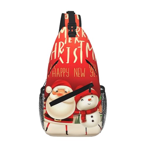 Sefzcxdn Brusttasche mit Aufdruck "Merry Christmas", klein, Mehrzweck-Tagesrucksack für Damen und Herren, Schwarz , Einheitsgröße Sefzcxdn Brusttasche mit Aufdruck "Merry Christmas", klein, Mehrzweck-Tagesrucksack für Damen und Herren, Schwarz , Einheitsgröße von Sefzcxdn