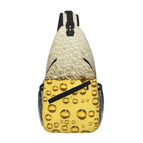 Sefzcxdn Brusttasche mit Bierblasen-Druck, klein, Mehrzweck-Tagesrucksack für Damen und Herren, Schwarz , Einheitsgröße Sefzcxdn Brusttasche mit Bierblasen-Druck, klein, Mehrzweck-Tagesrucksack für Damen und Herren, Schwarz , Einheitsgröße von Sefzcxdn