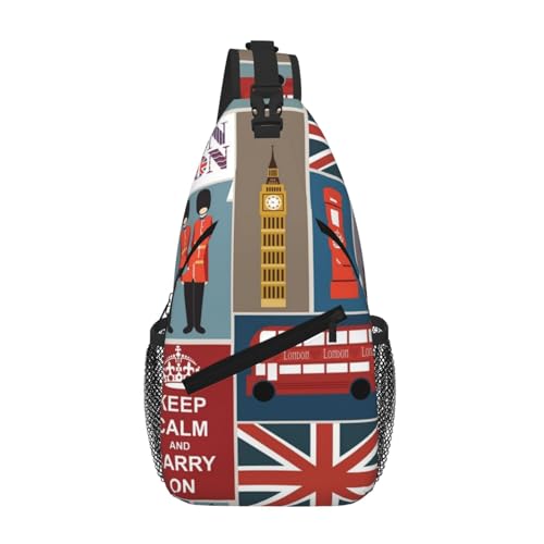 Sefzcxdn Brusttasche mit England-Symbol-Druck, klein, Mehrzweck-Tagesrucksack für Damen und Herren, Schwarz , Einheitsgröße Sefzcxdn Brusttasche mit England-Symbol-Druck, klein, Mehrzweck-Tagesrucksack für Damen und Herren, Schwarz , Einheitsgröße von Sefzcxdn